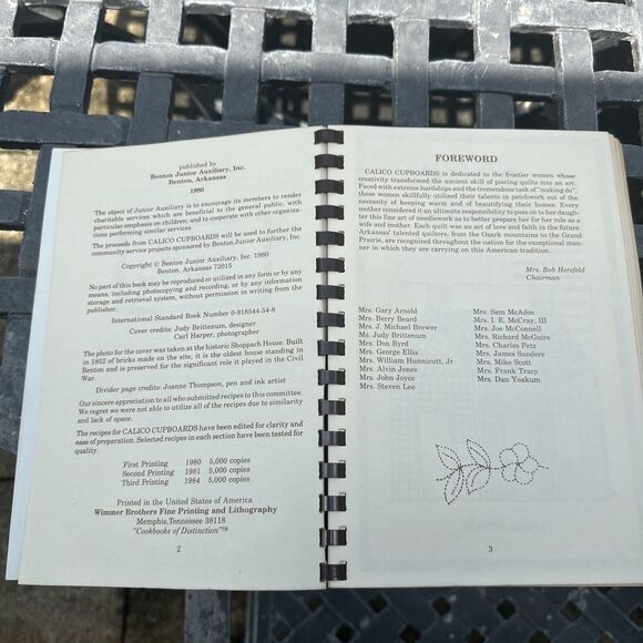 VTG Calico Cupboards Cookbook Benton Arkansas Junior Auxiliary 1980 80s EUC - Picture 3 of 6